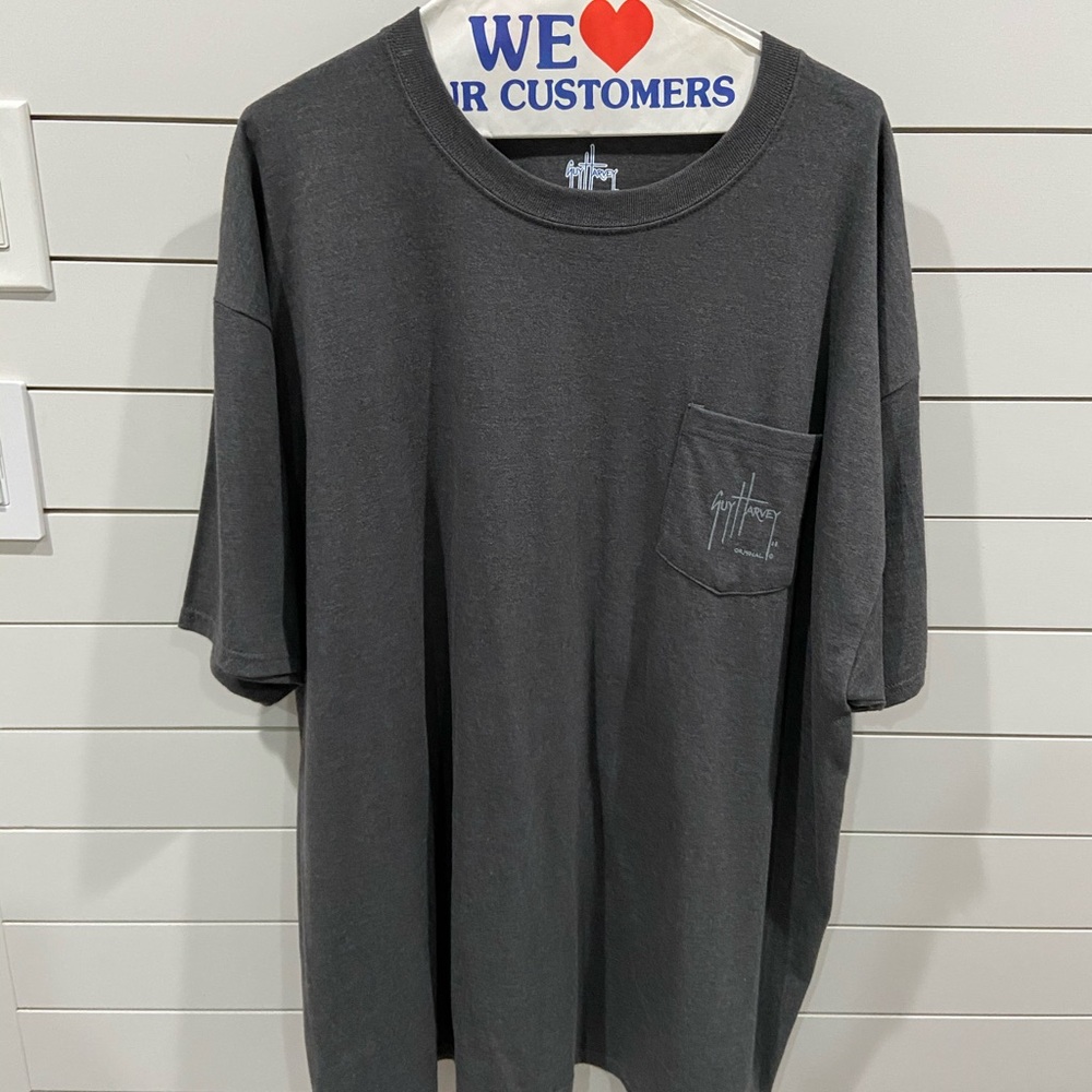 Guy Harvey Grey Fishing Pocket Tee